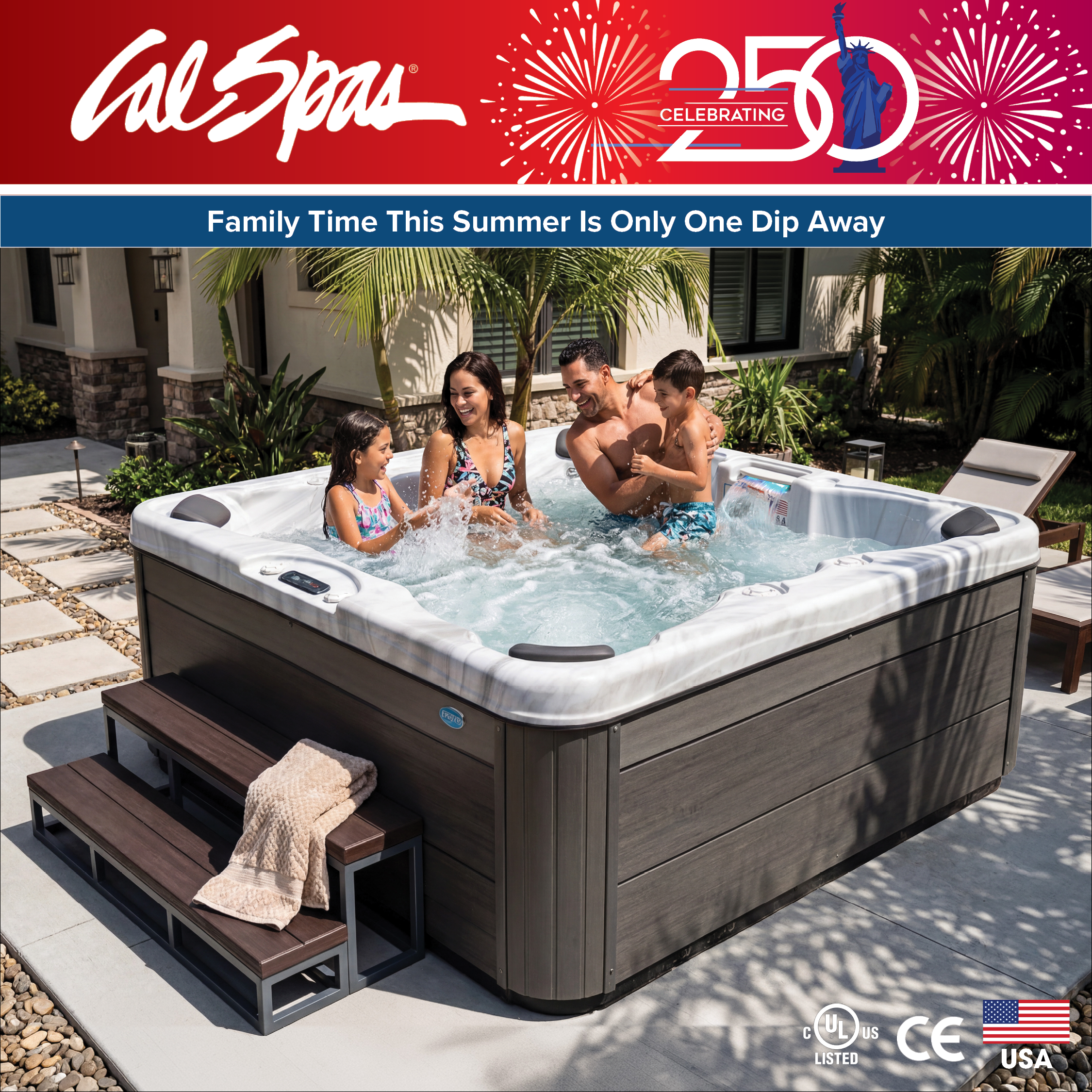 Calspas hot tub being used in a family setting - Rio Rancho